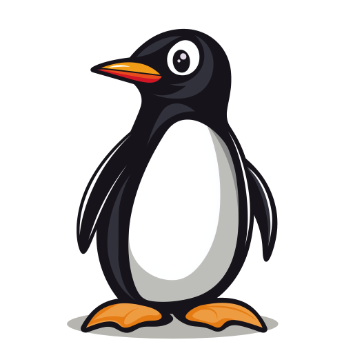 Automated Website Indexing IndexPenguin mascot - black and white penguin with orange beak and feet